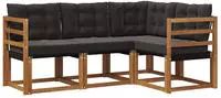 vidaXL Outdoor-Sofagarnitur 4 stk. 4-Sitzer Natur und Schwarz