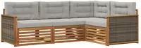vidaXL Outdoor-Sofagarnitur 4 stk. 4-Sitzer Natur und Hellgrau