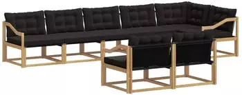 vidaXL Outdoor-Sofagarnitur mit Kissen, 8-tlg., wei&szlig; und schwarz (3388814)