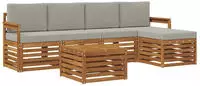 vidaXL Outdoor-Sofagarnitur 6 stk. 5-Sitzer Natur und Hellgrau
