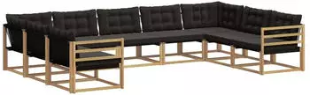 vidaXL Outdoor-Sofagarnitur mit Kissen, 9-tlg., wei&szlig; und schwarz (3389058)