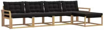 vidaXL Outdoor-Sofagarnitur mit Kissen 5-tlg., wei&szlig; und schwarz (3388590)