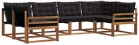 vidaXL Outdoor-Sofagarnitur 6 stk. 6-Sitzer Natur und Schwarz