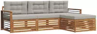 vidaXL Outdoor-Sofagarnitur 4 stk. 3-Sitzer Natur und Hellgrau