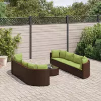 vidaXL 9-tlg. Garten-Sofagarnitur mit Kissen Schwarz Poly Rattan