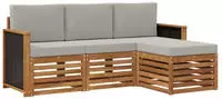 vidaXL Outdoor-Sofagarnitur 4 stk. 4-Sitzer Natur und Hellgrau