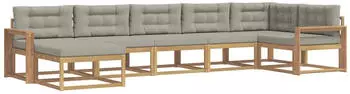 vidaXL Outdoor-Sofagarnitur 7-tlg. wei&szlig; und hellgrau (3386765)