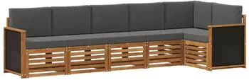 vidaXL Outdoor-Sofagarnitur 5-tlg. natur und anthrazit