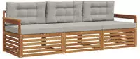 vidaXL Outdoor-Sofagarnitur 3 stk. Natur und Hellgrau