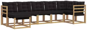 vidaXL Outdoor-Sofagarnitur mit Kissen, 7-tlg., wei&szlig; und schwarz (3389682)