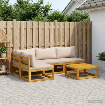 vidaXL Loungeset 5-tlg. aus Akazienholz massiv, natur