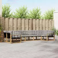 vidaXL Outdoor-Sofagarnitur 7 stk. 7-Sitzer Wei&szlig; und Hellgrau
