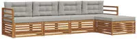 vidaXL Outdoor-Sofagarnitur 5 stk. 4-Sitzer Natur und Hellgrau
