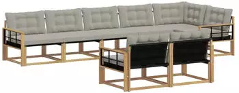 vidaXL Outdoor-Sofagarnitur 8-tlg. wei&szlig; und hellgrau (3388809)