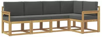 vidaXL Outdoor-Sofagarnitur mit Kissen, 5-tlg., wei&szlig; und anthrazit (3387621)