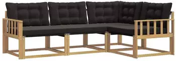 vidaXL Outdoor-Sofagarnitur mit Kissen 4-tlg., wei&szlig; und schwarz (3388634)