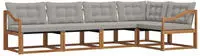 vidaXL Outdoor-Sofagarnitur 5 stk. 5-Sitzer Natur und Hellgrau