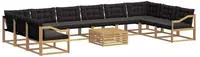 vidaXL Outdoor-Sofagarnitur 11 stk. 10-Sitzer Wei&szlig; und Schwarz