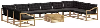 vidaXL Outdoor-Sofagarnitur mit Kissen, 11-tlg., wei&szlig; und schwarz (3389150)