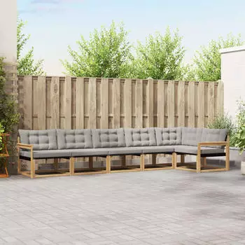 vidaXL Outdoor-Sofagarnitur 6-tlg. wei&szlig; und hellgrau (3388725)