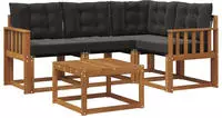 vidaXL Outdoor-Sofagarnitur 5 stk. 4-Sitzer Natur und Schwarz