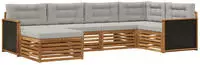 vidaXL Outdoor-Sofagarnitur 6 stk. 6-Sitzer Natur und Hellgrau