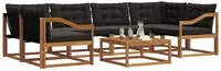 vidaXL Outdoor-Sofagarnitur 7 stk. 6-Sitzer Natur und Schwarz