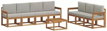 vidaXL Outdoor-Sofagarnitur mit Kissen, 8-tlg., natur und hellgrau (3366104)