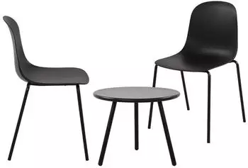 CLP Mindin Gartensitzgruppe 3-teilig, Kunststoff, schwarz (326225)