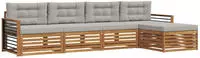 vidaXL Outdoor-Sofagarnitur 5 stk. 4-Sitzer Natur und Hellgrau