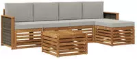 vidaXL Outdoor-Sofagarnitur 6 stk. 5-Sitzer Natur und Hellgrau