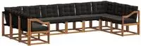 vidaXL Outdoor-Sofagarnitur 10 stk. 10-Sitzer Natur und Schwarz