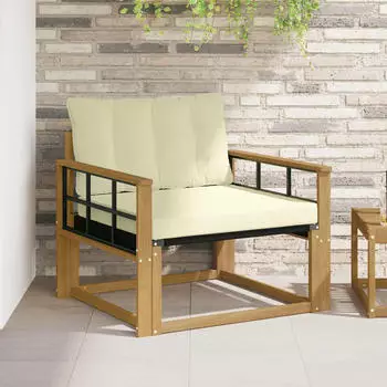 vidaXL Outdoor-Sofagarnitur Akazienholz und Textilene, wei&szlig; (3439068)