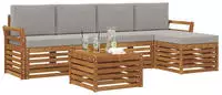 vidaXL Outdoor-Sofagarnitur 6 stk. 5-Sitzer Natur und Hellgrau