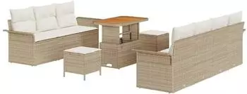 vidaXL Gartensofa-Set 10-tlg. beige Poly-Rattan (3362101)