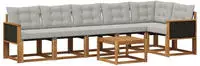 vidaXL Outdoor-Sofagarnitur 7 stk. 6-Sitzer Natur und Hellgrau