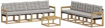 vidaXL Outdoor-Sofagarnitur 9-tlg. wei&szlig; und hellgrau (3389325)