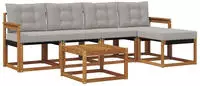 vidaXL Outdoor-Sofagarnitur 6 stk. 5-Sitzer Natur und Hellgrau