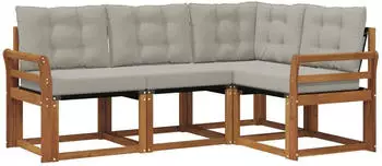 vidaXL Outdoor-Sofagarnitur 4-tlg. nat&uuml;rlich und hellgrau (3368618)