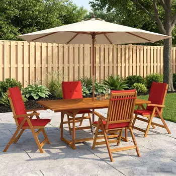 vidaXL Garten-Essgruppe 5-teilig, Akazienholz massiv, natur (3434498)