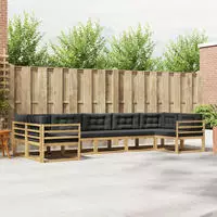vidaXL Outdoor-Sofagarnitur 7 stk. 7-Sitzer Wei&szlig; und Anthrazit