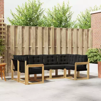 vidaXL Outdoor-Sofagarnitur mit Kissen 6-tlg., wei&szlig; und schwarz (3389806)