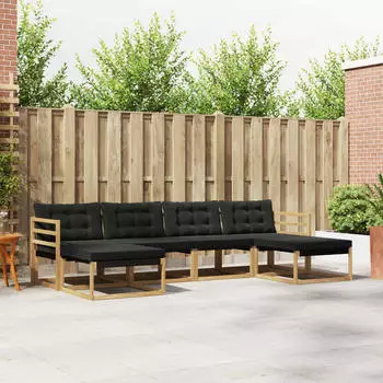 vidaXL Outdoor-Sofagarnitur 6-tlg. wei&szlig; und schwarz (3388938)