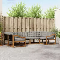 vidaXL Outdoor-Sofagarnitur 6 stk. 6-Sitzer Natur und Hellgrau