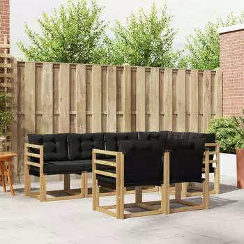 vidaXL Outdoor-Sofagarnitur 7-tlg. wei&szlig; und schwarz (3389562)