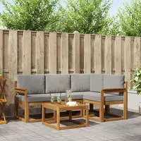 vidaXL Outdoor-Sofagarnitur 5 stk. 4-Sitzer Natur und Hellgrau