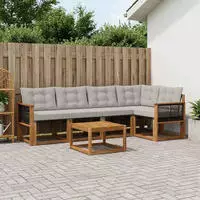 vidaXL Outdoor-Sofagarnitur 6 stk. 5-Sitzer Natur und Hellgrau