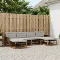 vidaXL Outdoor-Sofagarnitur 6 stk. 6-Sitzer Natur und Hellgrau