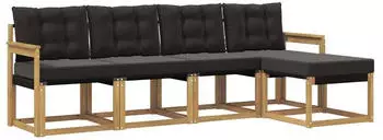 vidaXL Outdoor-Sofagarnitur 5-tlg. wei&szlig; und schwarz (3389374)