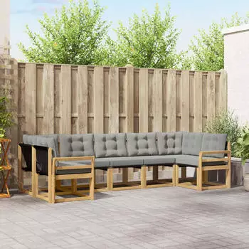 vidaXL Outdoor-Sofagarnitur 7-tlg. wei&szlig; und hellgrau (3389837)